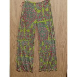 Josie Natori Women's  Pants Size 16 Floral Multicolor Drawstring Waist Wide Leg.